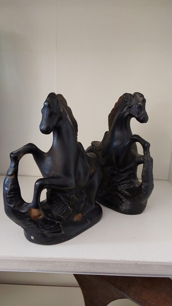 Pair of Vintage Plaster/Chalkware Black Horses (2 pairs available)