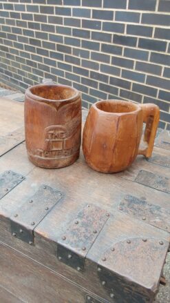 Hand Carved Wooden Mug and Jug