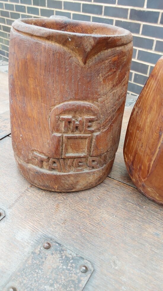 Hand Carved Wooden Mug and Jug - Image 2